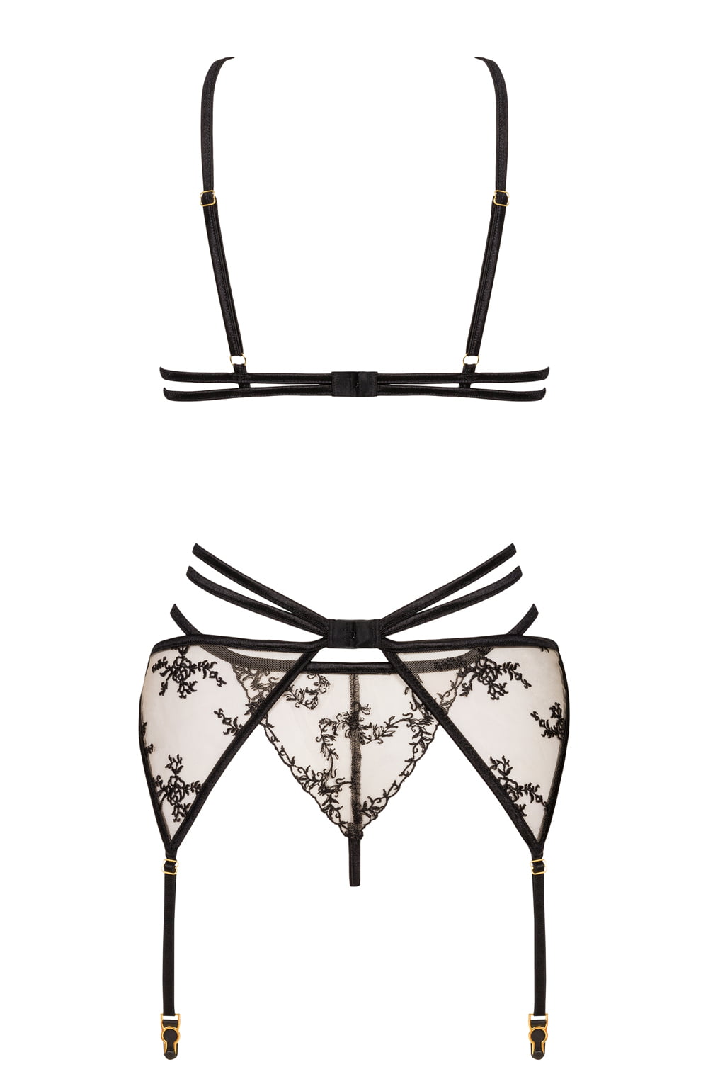 White / Black Strap  Lingerie Set