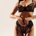 Black Transparent  Garter Lingerie Set