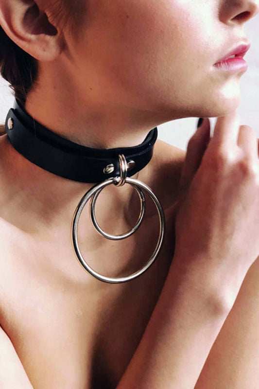 Black Leather Choker|Leather  Harness Choker |Vegan Woman Harness Choker