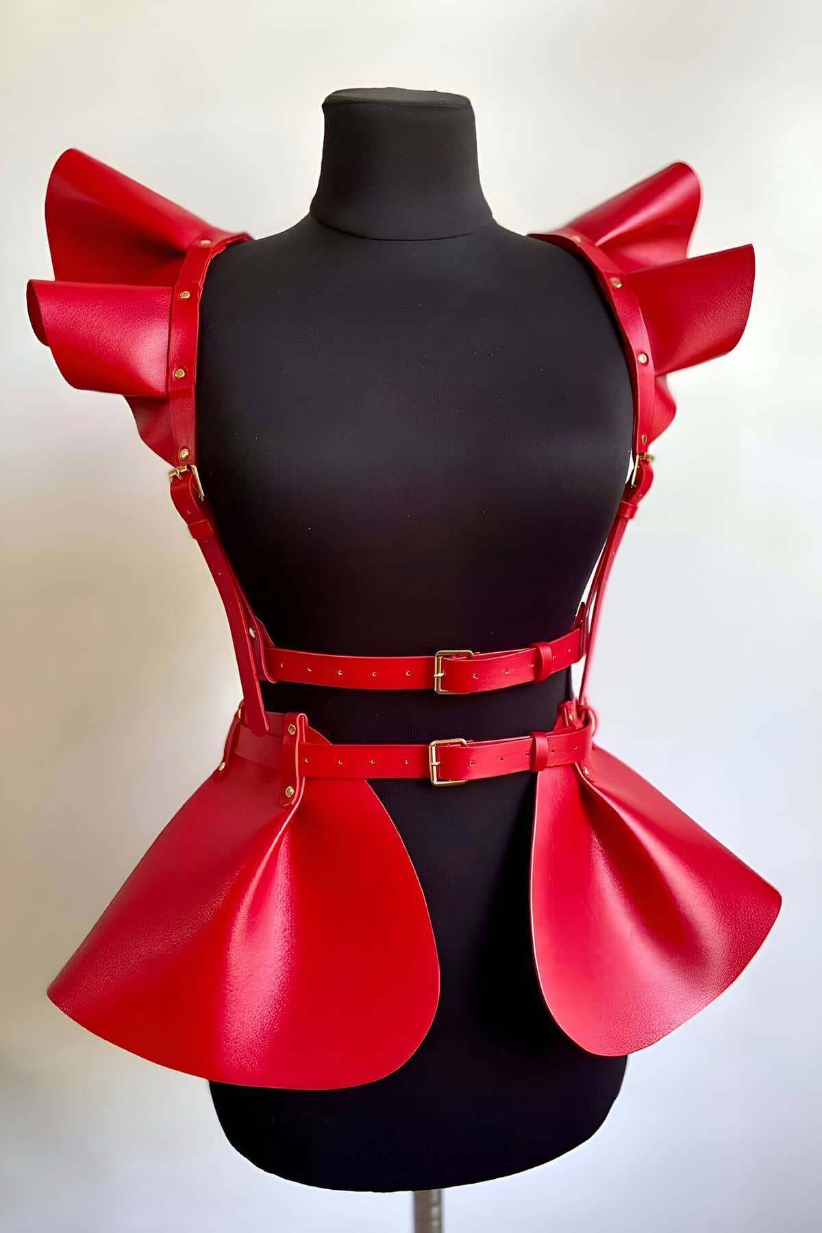 Red Leather Body Harness|Leather Skirt Harness| Festival Harness Skirt |Harness Skirt Set