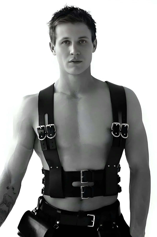 Man Body Harness Set | Vegan Man with Handcuffed Body Harness Set| Fantasy Male Harness