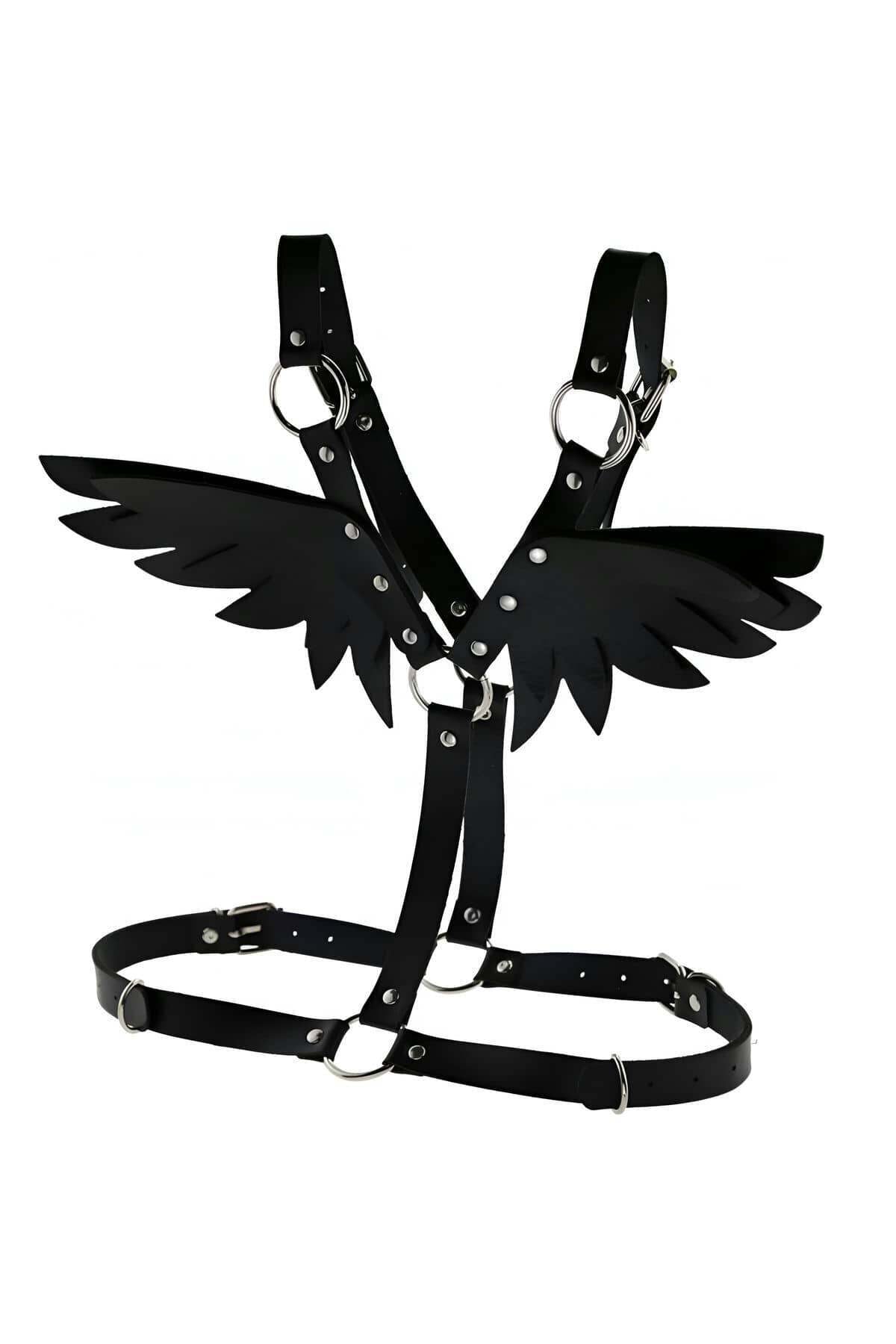 Red, Black , White Leather Body Harness|Wing Leather  Harness| Festival  Wing Harness  | Vegan Wing Woman Harness